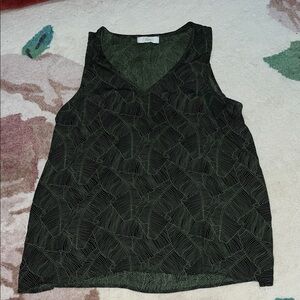 Brawler Evereve Elegant Green Leaf Pattern Women's Tank Blouse